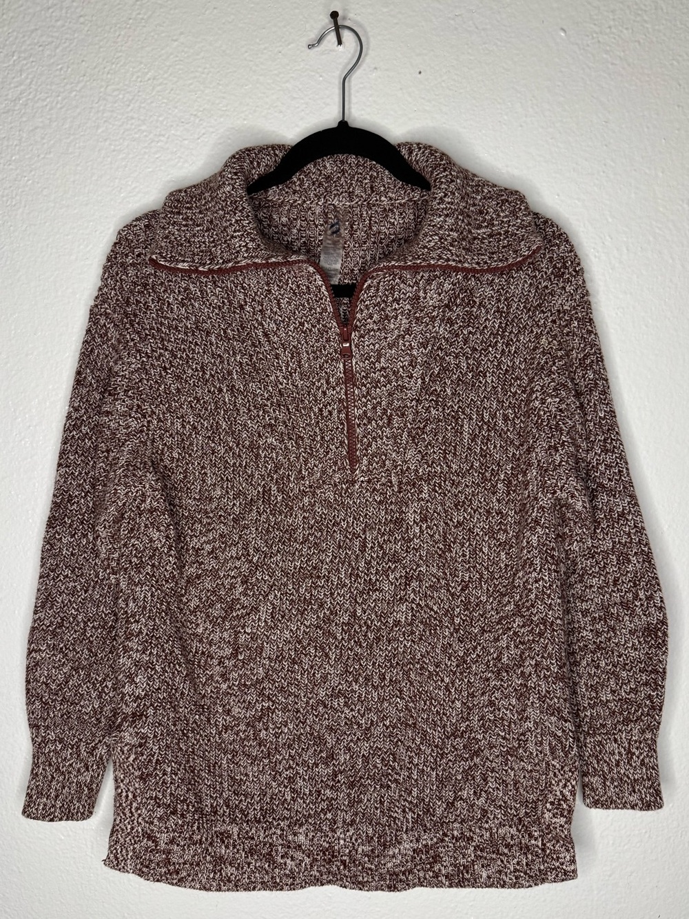 Lou & Grey Marled Half-Zip Funnel Neck Chunky Sweater Sz XS 100% Cotton